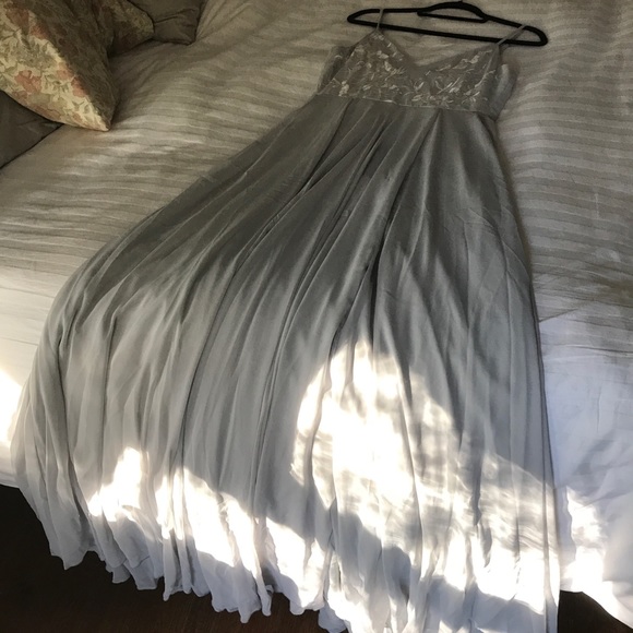 BHLDN Sadia Floral Embroidered Maxi Dress - Grey Fog - Picture 6 of 7